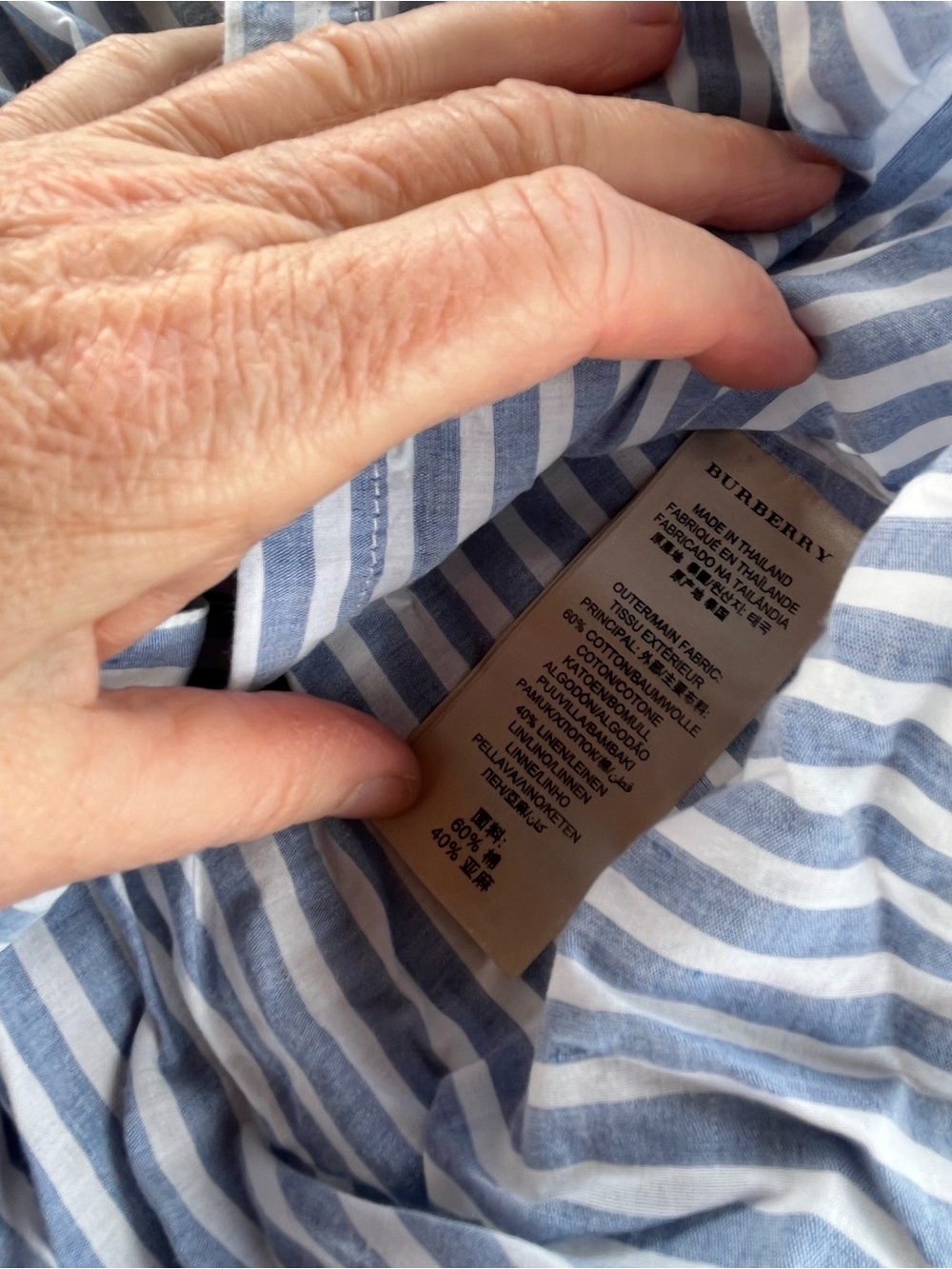 Burberry BRIT Blue and White Striped Casual Button-Down Shirt, needs pressing M - Picture 3 of 7